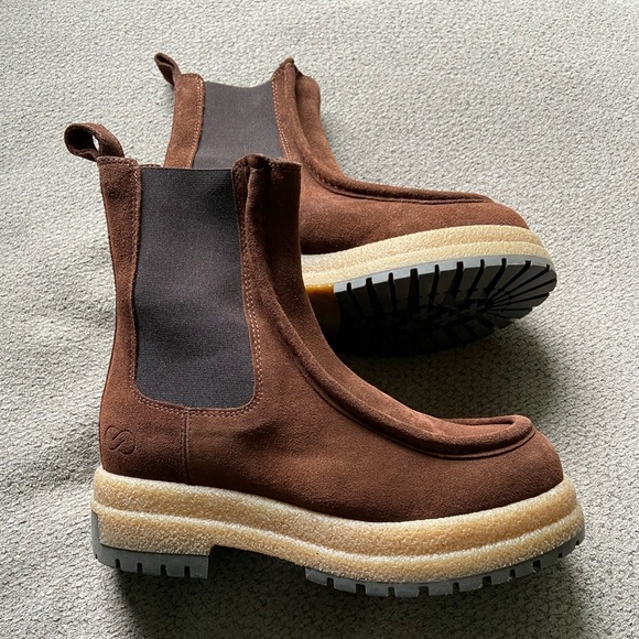 CALIA by Carrie Underwood Shoes - CALIA Women's Samie Moc Toe Pull On Leather Boots Brown Size 6